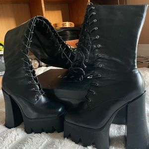 Lamoda Lace Up Thigh High Platform Boots